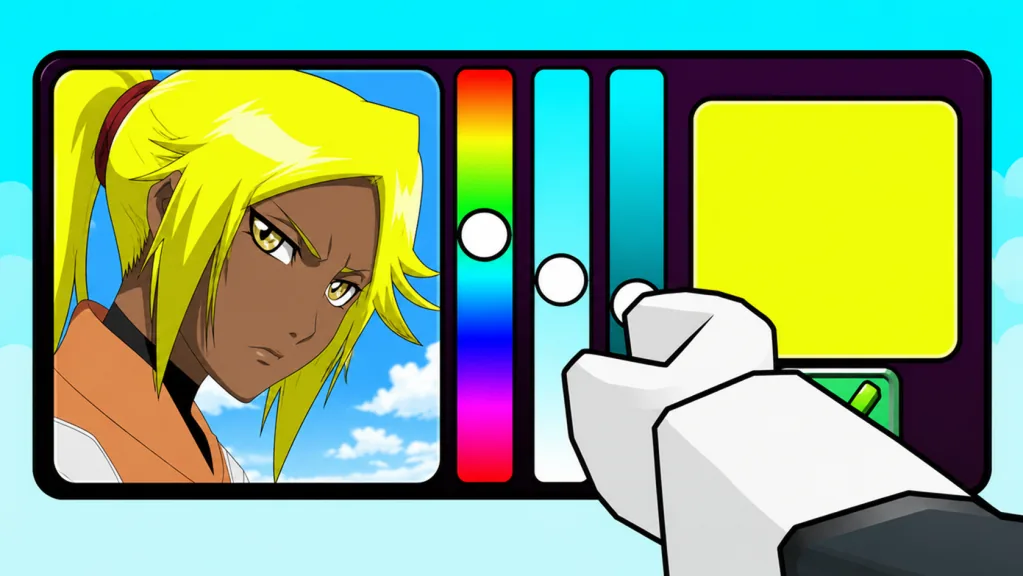 The color picker beside an anime-styled reference portrait